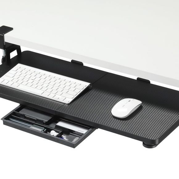 ETHU Under Desk Keyboard Tray 26.7” x 11.8” Large Clamp-On Carbon Black - Picture 6 of 8